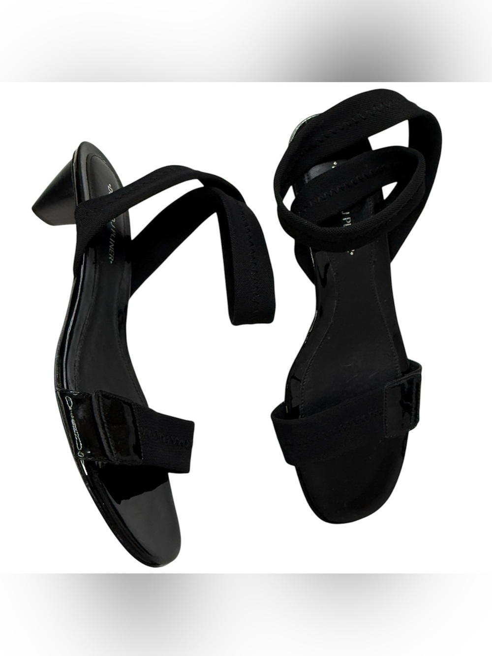Donald J Pliner Stretch Crepe Ankle Wrap Kitten Heel Sandals Black 10M
